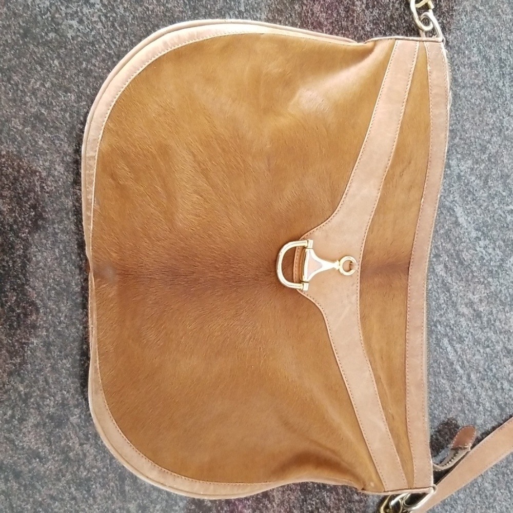 Vintage Gucci Crossbody Bag Calf Hair Fur Horsebit